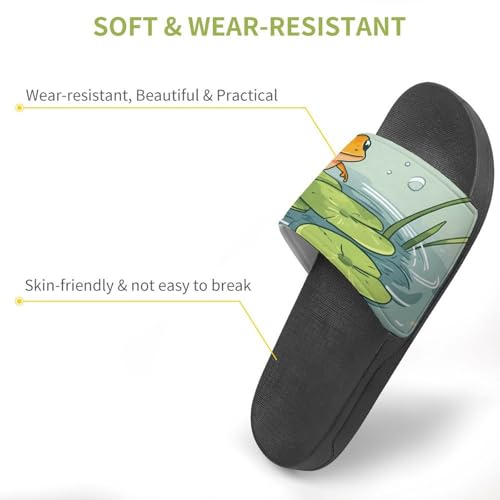 Axolotl Jumping over Lily Pads House Slippers for Women Men Personalized Shower Shoes Sandals Slides3