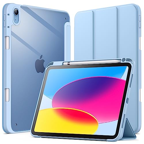 JETech iPad（A16）ケース 第11/10世代（2025/2022モデル）用Pencil収納可能 透明バックカバー 薄型 スタンド 衝撃吸収 タブレットカバー オートウェイク/スリープ機能 (空色)のサムネイル