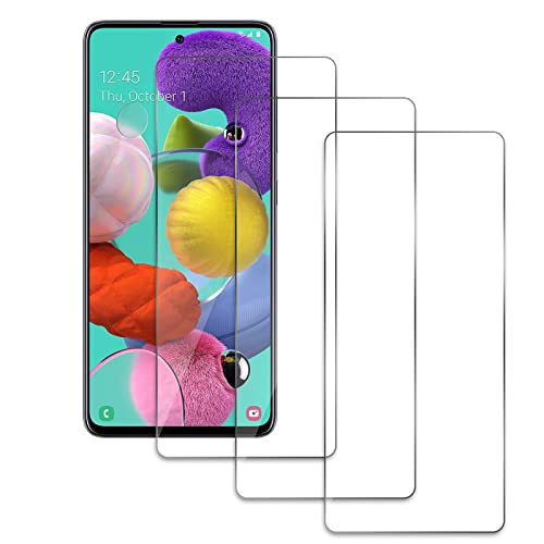 Aleecyn [3 Pièces] Verre Trempé Protecteur D’écran Compatible avec Galaxy A51, sans Bulles, Vitre HD Ultra, Ultra Solide, Anti Rayures, Film de Protection Dureté 9H Cover