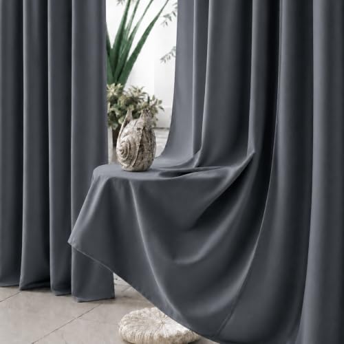 Image of THE LINEN COMPANY Cotton Duck Canvas Curtains 8 Feet Long for Door, Long Curtains for Home, 8ft Set of 2, Navy Blue