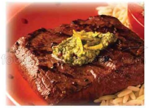 Seasoned Beef Flat Iron Steak, 6 Ounce -- 28 per case.