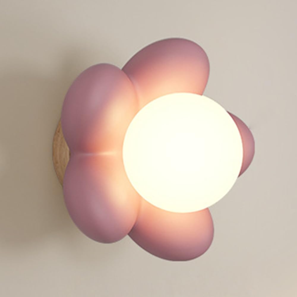 Aplique de pared en forma de flor rosa ideal para iluminar y decorar la habitación de los niños 1