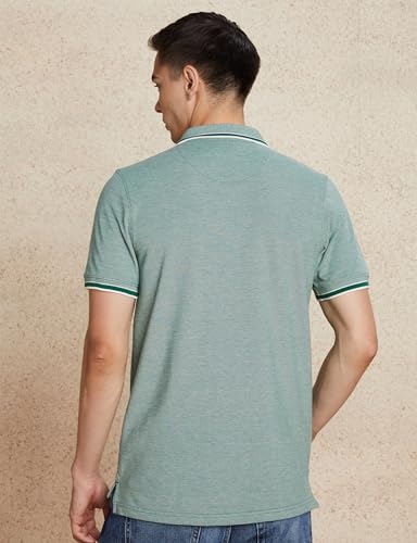 Image of Amazon Brand - Symbol Men's Cotton Rich Textured Polo Tshirts | Collar Plain Tshirts | Half Sleeves - Regular Fit (Available in Plus Sizes)