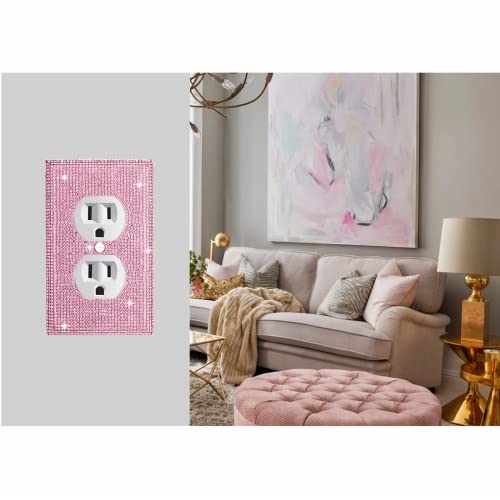 Image of Shiny Pink Rhinestones Wall Plates Light Switch Decorative Cover Plate Single Toggle Rhinestones Outlet Covers Wall Plate Decorative