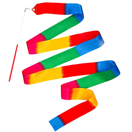 Mr Rex 10 Stück Mehrfarbig Gymnastikband Tanzband Schwungband mit Stab Kinder Mädchen, Karneval Zirkus Spielzeug für Kinder Draußen Geschenke Kindergeburtstag Mitgebsel