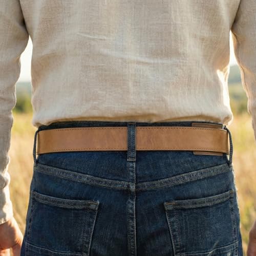 Image of BC Belts Leather Belt Strap with Vintage Distressed Texture 1.5 inch Wide with Snaps and without Buckle