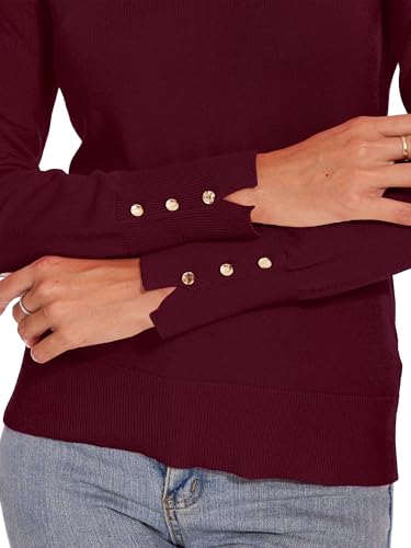 Image of Spicy Sandia Women's V Neck Pullover Sweaters with Dressy Cuffs | Long Sleeve Business Casual Knit Tops