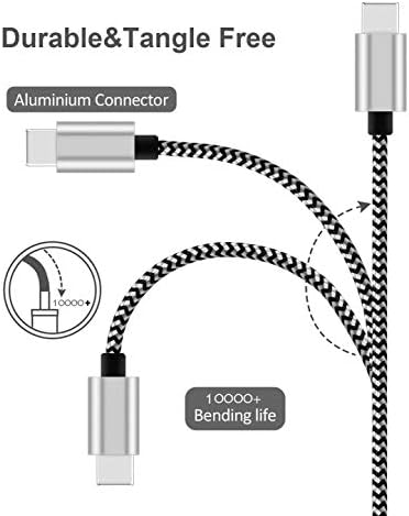USB Type C Cable 3M with 3A Fast Charging, 2Pack 10ft USB-C Nylon Braided Super Durable Charging Cord Data Sync Compatible with Galaxy S10/S9/S8/Google Pixel/LG/OnePlus/Moto and More (Red + Blue)