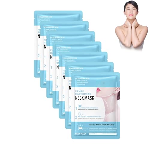 ChinHaw 首用パック ネックマスク 7 枚入り ネックケア シートマスク ジェルパック 首用保湿ケアパッド 首肌コンディショナー コラーゲン配合 明るい肌 ハリ感 美容 乾燥改善 通気性 大容量 安心 柔軟性サポート 夜間スキンケア 女性用 メンズ 大人肌 乾燥肌