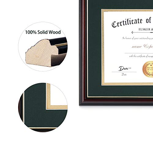 Image of ELSKER&HOME 8.5x11 Diploma Frame with Green Mat,Real Wood Cherry