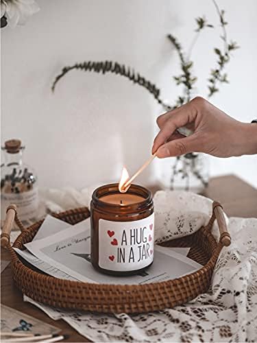 Thinking of You Gift, A Hug in a Jar Scented Soy Candle, Inspirational Positive Wishes Encouragement Gift Get Well Soon, Condolence, Relaxing, Divorce Gifts for Women (Hug)