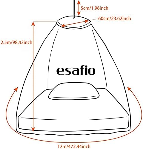 esafio Mosquito Net for Bed Large White Bed Canopy for Girls Hanging Bed Net for Single to King Size Beds Hammocks Cribs Easy Installation Ideal for Bedroom Decorative, Travel with Storage Bag