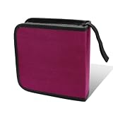 GAOLAOSY Car CD Case, 40 Capacity Hard Plastic DVD Disc Organizer Holder with Zipper, Portable Protective CD Storage Binder Wallet, Universal Auto Accessories for Car Home Travel Office (Purple)