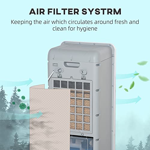 Homcom 32" Mobile Evaporative Air Cooler, 3-In-1 Ice Cooling Fan Water Conditioner Humidifier Unit With Remote, Timer, Oscillating, Led Display, 3.2Gal Water Tank For Home Office Bedroom #TOP4