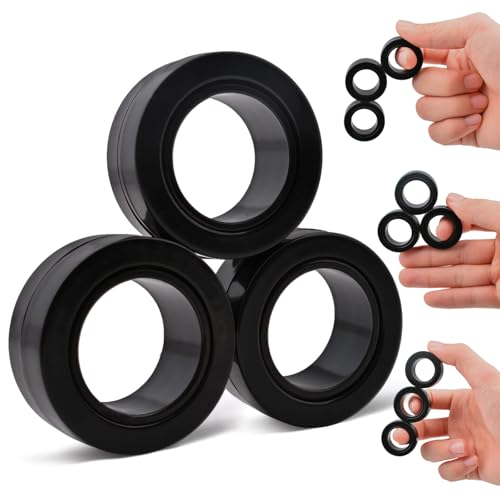 ASIOWELY Magnetic Rings Fidget Toys Adults,3 PCS Fidget Spinners for ADHD Anxiety Stree Relief,Fidget Rings Magnet Finger Set,Birthdays Gifts Toys for 3-6-8 12 + Year Old Boys Girl Kid Teen Men Woman
