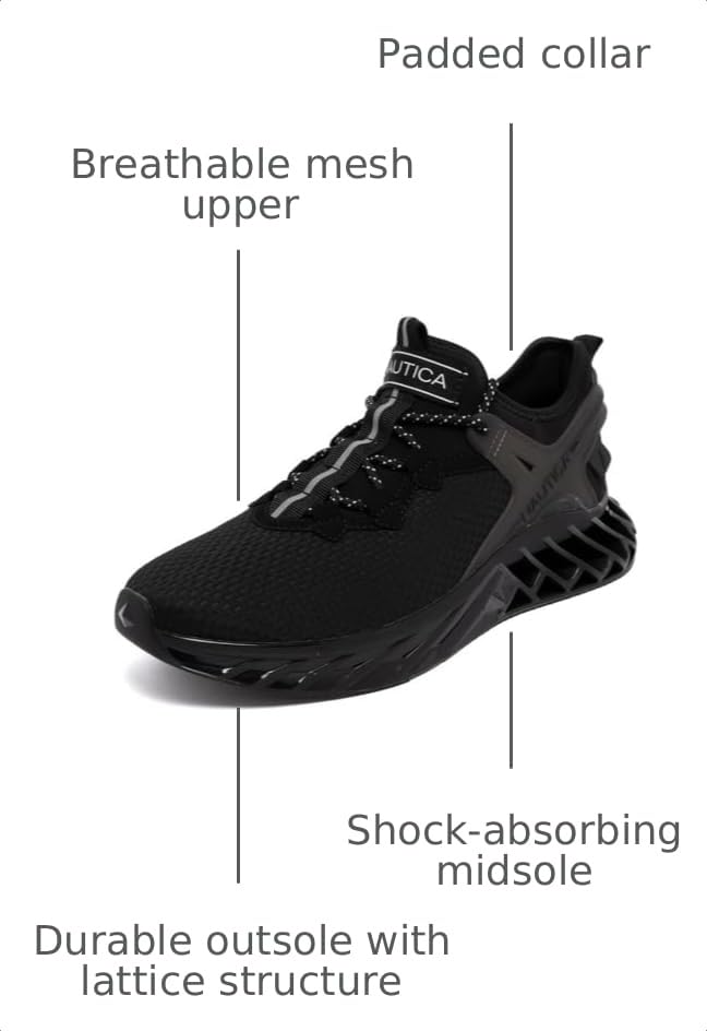 Image of Nautica Men's Casual Fashion Sneakers - Lightweight Lace-Up Athletic Walking Shoes for Gym & Tennis, Comfortable