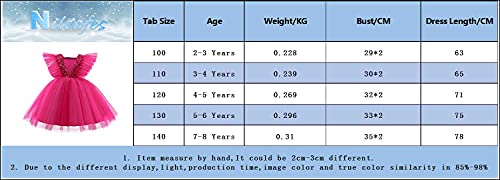 Nileafes Flower Girl Dress Elegant Princess Dresses Party Tutu Dress Size 110 (3-4 Years,738 Rosa Red-N) #TOP6