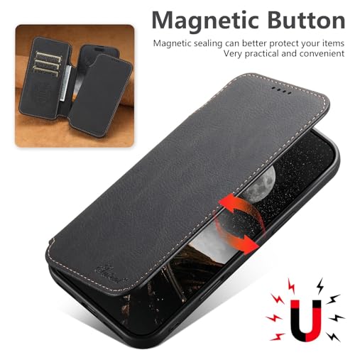 Étui compatible avec iPhone 13 marron : housse clapet protection intégrale - 3