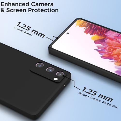 Image of Outlouders Back Cover for Samsung Galaxy S20 FE 5G | Camera Protection | Durable Soft Matte Silicone Bumper Case (Black)