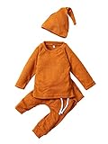 winying Baby Jungen Sportanzug mit Kapuze Jogginganzug Sweatjacke und Sporthose Kleinkinder Zweiteiler Fitness Laufen Bekleidungsset Braun C 62-68