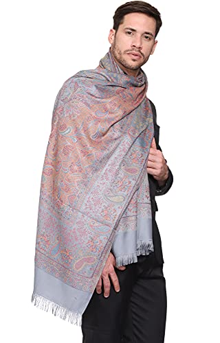 Image of Weavers Villa Men's Paisley Design Woven Poly Wool Blend Gents Shawls, Muffler, Stoles for Men
