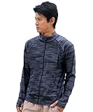 [リンネ] ラッシュガード スタンドカラー メンズ 立ち襟 水着 長袖 UVカット ブラックスラブ S