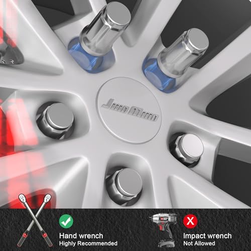 Image of JiiinMiiin M12x1.5 Lug Nuts Chrome with 6 Spline Tuner, 12x1.5 Locking Lug Nut 1.38 inch Length with 1 Socket Key 60 Degree Conical /Cone Bulge Seat Closed End. 20PACK
