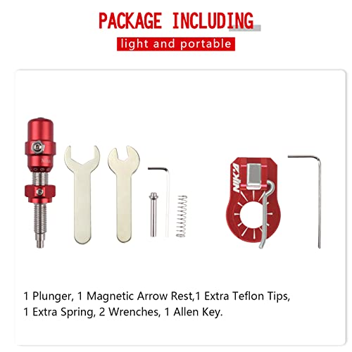 Elong Outdoor Aluminium Archery Cushion Plunger + Magnetic Ambidextrous Arrow Rest Set- Recurve Bows Screw-In Pressure Button Metal Magnetic Rest For Right Or Left Hand With Installation Tool #TOP5