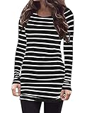 Sherosa Womans Tops for Leggings Fall Maternity Tops and Blouses Long Sleeve Tunic Shirts for Women (M, Black Striped)