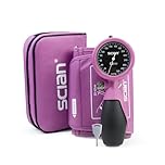 SCIAN Palm Style Aneroid Sphygmomanometer with European Cuff 8.7-16.5", Manual Blood Pressure Cuff with Carrying Bag for Nurse Doctor Senior Adult, Purple Red