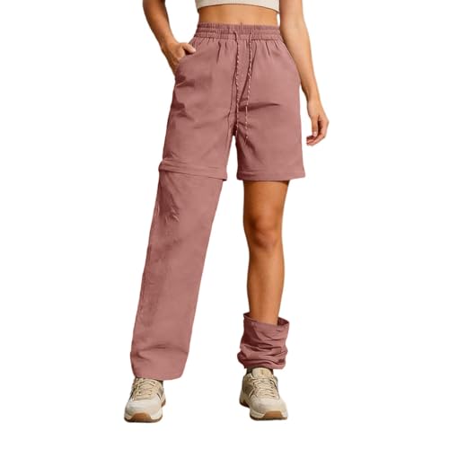Pantalones de senderismo para mujer, con cremallera, pantalones de trekking, transpirables, de secado rápido, pantalones cargo elásticos, pantalones de tiempo libre, pantalones cortos desmontables