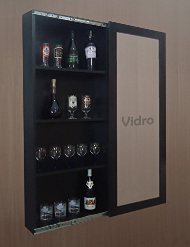 Bar Adega para Vinhos e Bebidas Cristaleira Suspenso de Parede para Sala Estar ou Jantar Preto