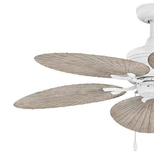 Hinkley Tropic Air 52" Indoor and Outdoor Ceiling Fan - Five Blades, DC 4 Speed Motor - Matte White and Palm-Shaped Weathered Wood Composite Fan Blades - Image 6