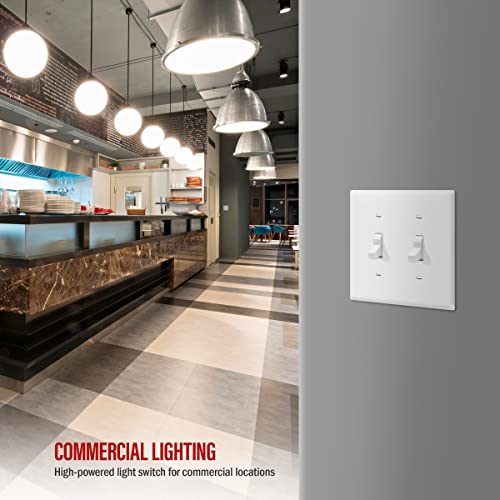 Enerlites 20 Amp Toggle Light Switch, 3-Way Or Single Pole, 20A 120/277V, Grounding Screw, Heavy Duty Commercial Grade, Ul Listed, 83201-W, White #TOP2