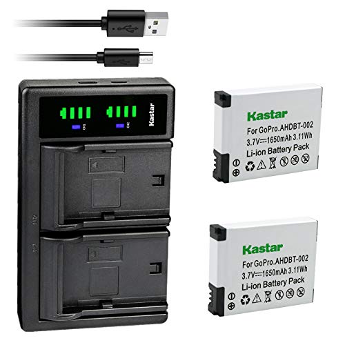 Kastar 2-Pack Battery and LTD2 USB Charger Compatible with Gopro2, Gopro HERO2, Gopro Hero 2, GoPro AHDBT-001, GoPro AHDBT-002 Battery, Gopro HD HERO2 Motorsports Edition, Gopro HD HERO2 Surf Edition