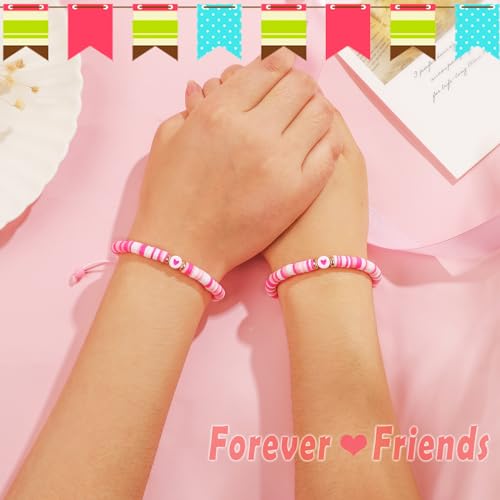 DuoDiner Best Friend Bracelets for 2 Girls, Cute BFF Matching Heart Friendship Bead Bracelet for Friends Women Girls Birthday Easter Gifts for Teen Girls4