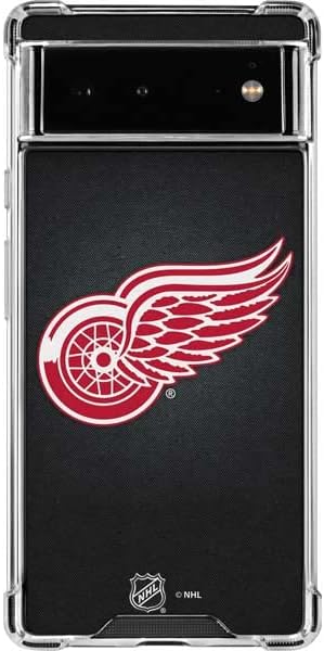 Skinit Clear Phone Case Compatible with Google Pixel 6 - Officially Licensed NHL Detroit Red Wings Black Background Design