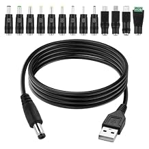 USB to DC Power Cable - Includes13 Adapter Plugs 5.52.1/5.52.5/Type-C/Micro-USB | 5V Universal Power Adapter for Router, Webcam, Mini Fan,Bluetooth Speaker,Tablets | Durable 5V DC Cable