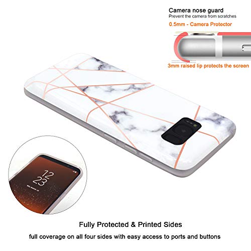 Jaholan Galaxy S8 Plus Case Geometric Marble Design Slim Flexible Bumper Glossy Tpu Soft Rubber Silicone Cover Phone Case For Samsung Galaxy S8 Plus Shiny Rose Gold White #TOP2