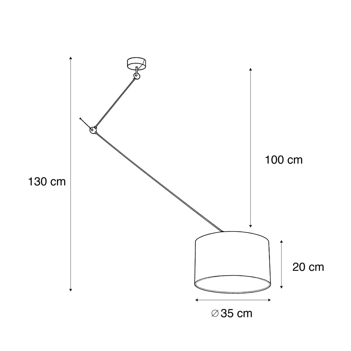 Qazqa lampada a sospensione con paralume (1 luce) nero 35cm Blitz Shade