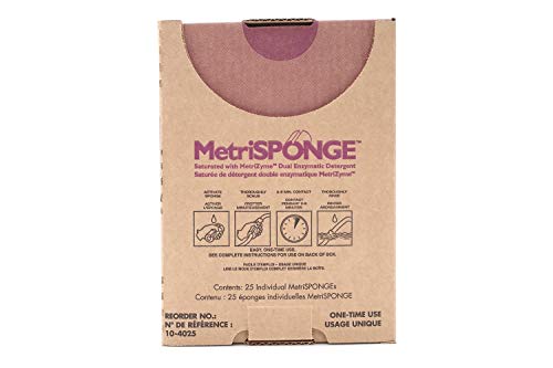 Image of Metrex MetriSponge - Instrument Pre-Cleaning Sponge, Contoured Design for Cylindrical Devices & Endoscopes, One-Time Use, Pack of 25 (10-4025)