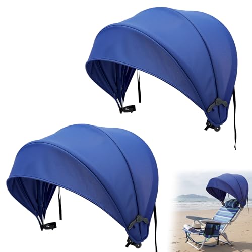 DaisyInner Beach Chair Umbrella Canopy Extra Large Foldable Chair Sun Shade with Adjustable Clamp for Beach Camping Fishing Lounge Outdoor(2 Pcs,Dark Blue)