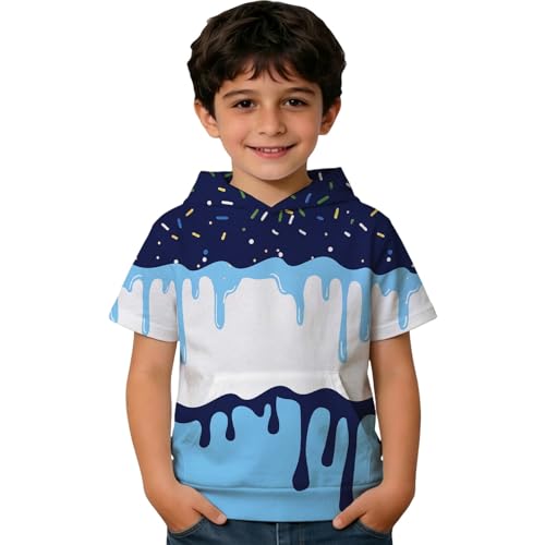 Sweat-shirt à capuche manches courtes avec grande poche ventrale pour enfant