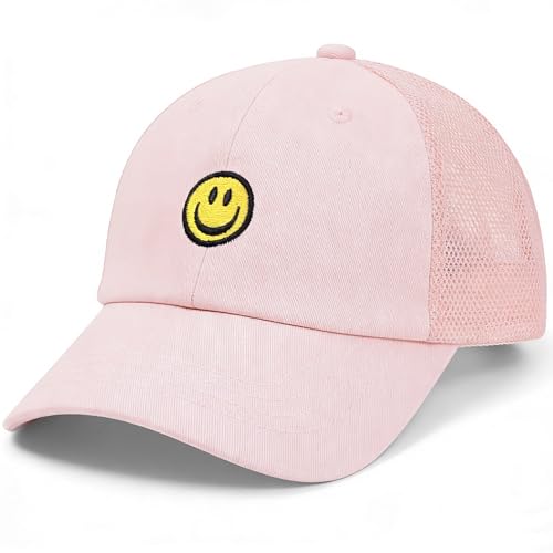 SONMONY Kids Baseball Hat Smile Face Toddler Trucker Hats Mesh Back Trucker Cap Adjustable Toddler Hats for Girls Boys
