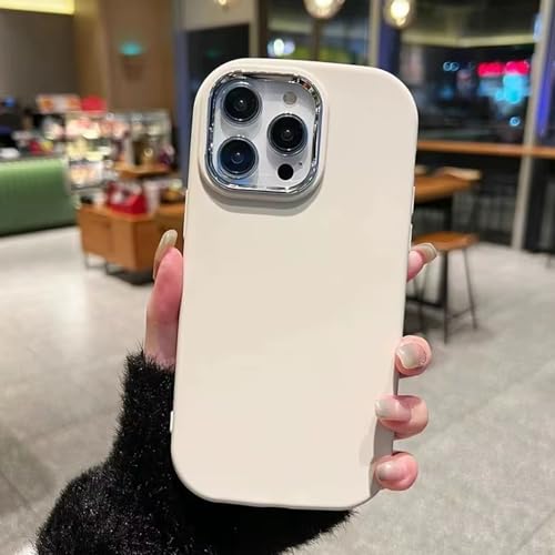 Image of KC Back Cover for Redmi Note 14 Pro 5G / 14 Pro Plus 5G - Electroplated Crome Metal Ring | Shockproof Soft Silicone | Full Camera Protection | Bumper Case (White)