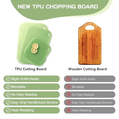 BBWELL Lot de 3 Planche a Decouper,Planches à Découper de Cuisine, Antibactérien Planche Cuisine,Planche à Découper Plastique Antidérapant pour Légumes Fruits Viande Pain Sans BPA – vue 8