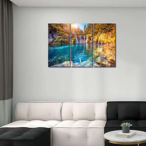 Croatia Plitvice Lakes National Park Wall Art Paintings Prints On Canvas 3 Pieces Clean Water And Mountain Nature Lanscape For Living Room Office Home Decor Modern Artwork #TOP1
