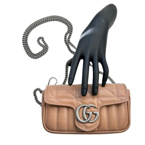 Gucci GG Marmont Leather Super Mini Bag, Camelia (Beige)