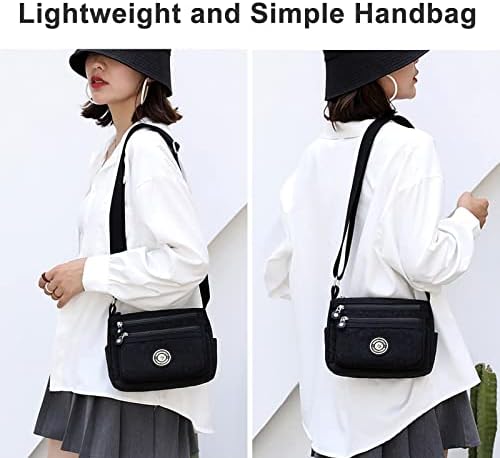 Cross body Bag Women Nylon Waterproof Flowral Adjustable Strap Large Capacity Shoulder Bags Travel Messenger Bags with Multi-Pocket for Ladies and Girls