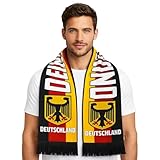 JrnSvp Deutschland Schal, Fussball WM 2026, 145 x 17 cm mit Fransen Fanartikel, Halstuch für Stadionbesuche und Nationalmannschaft Unterstützung (Schwarz)